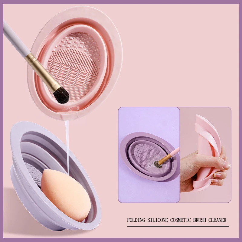 

Silicone Foldable Washing Brush Beauty Egg Bowl Makeup Brushes Cleaning Pad Foundation Makeup Tools Scrubbe Board Drying Baskets