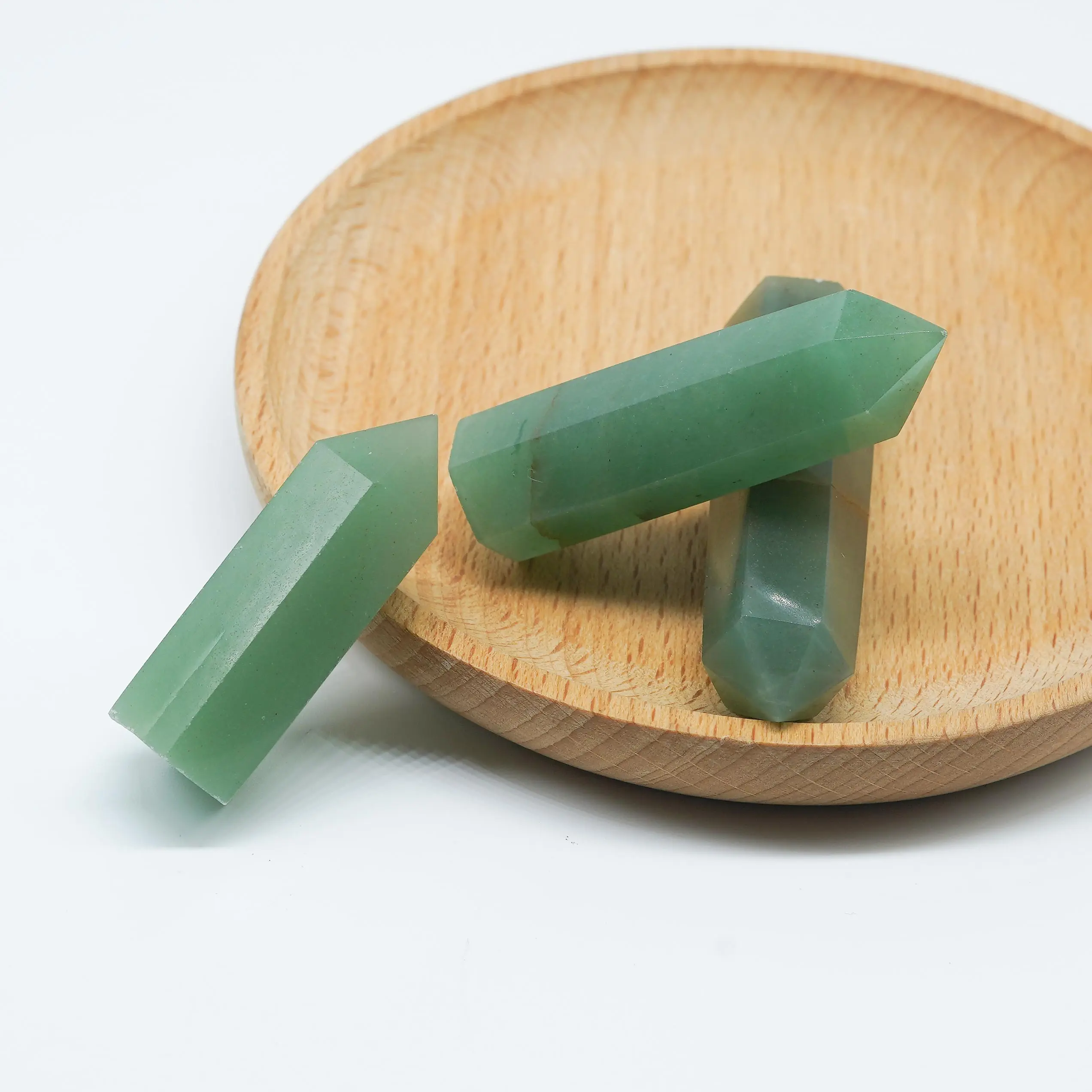

Natural Energy Green Aventurine Crystal Point Prism Crafts Stone Quartz Tower Mineral Wand Home Decoration Hexagonal Gift