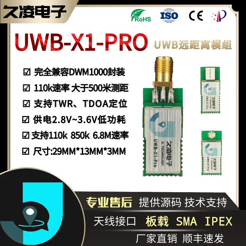 Высокомощный контакт UWB RF X1 Pro совместим с модулем высокой мощности дальностью