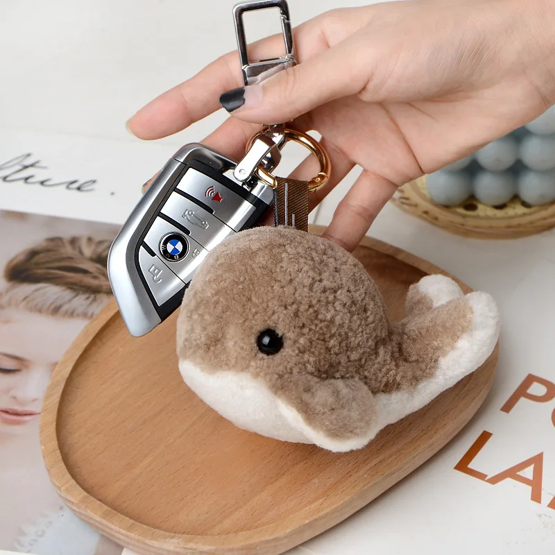 

Cute Wool Little Whale Baby Car Keychain Pendant Plush Doll School Bag Pendant Birthday Gift
