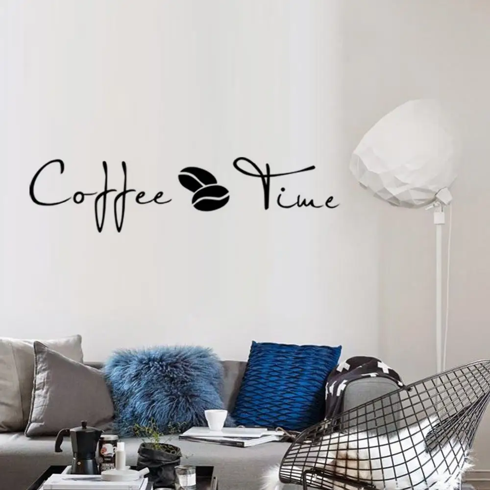 

Creative Coffee Cup Pattern Wall Stickers Cafe Living Room Decor Cabinet Art English Home Decoration Self-adhesive Wallpaper