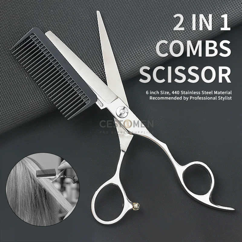 

NEW Professional Hairdressing Scissors JP440C Steel 6 Inch 2 in 1 Hair Scissors With Comb Haircut Barber Hair Cutting Shears