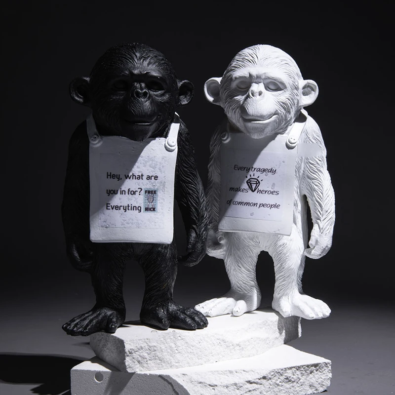 

Banksy Monkey Resin Statue Sculptures & Figurines Home Decoration Accessories Room Decor Desk Figurines For Interior