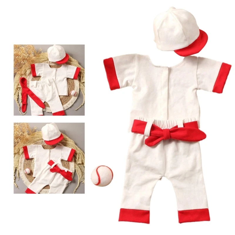 

Newborn Baseball Costume Photography Clothes Baseball Uniform Shirt Hat Pants Photo Props Baby Photo Bodysuit