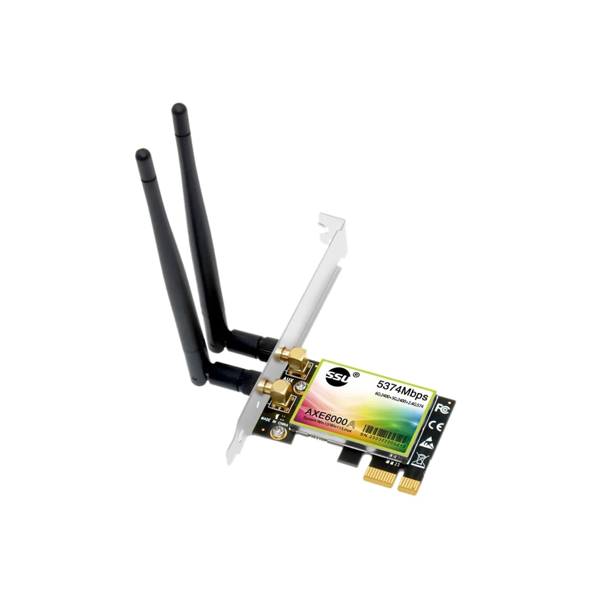 

SSU 5374Mbps WiFi6E PCIe Adaptor Dual-Band 2.4G/5GHz WiFi Card PCI-Express Wireless Card Adapter for PC Computer AXE6000(A)