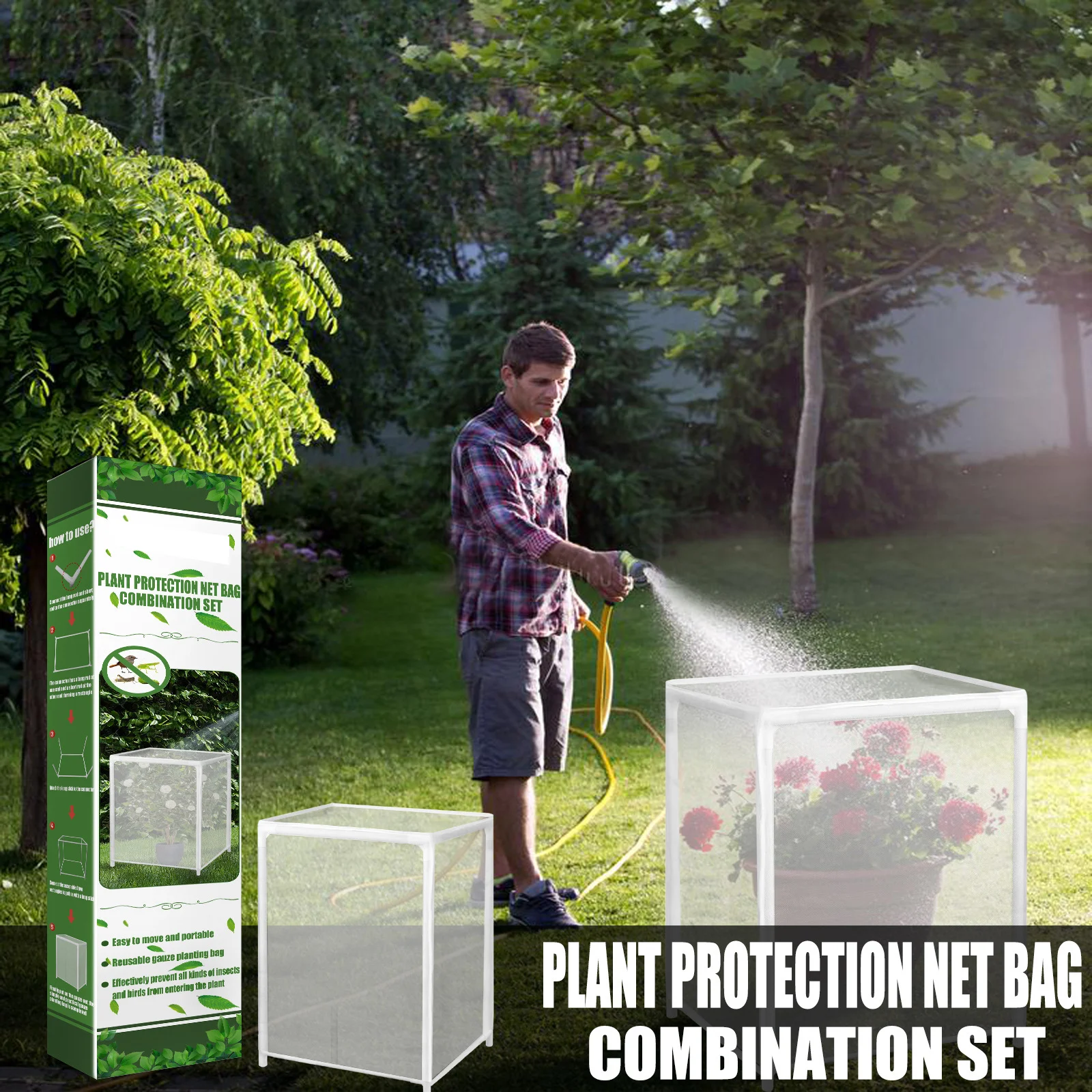 

Portable Plant Protection Net Bag Combination Set Multipurpose Plant Grow Fence for Garden Courtyard Balcony DCS
