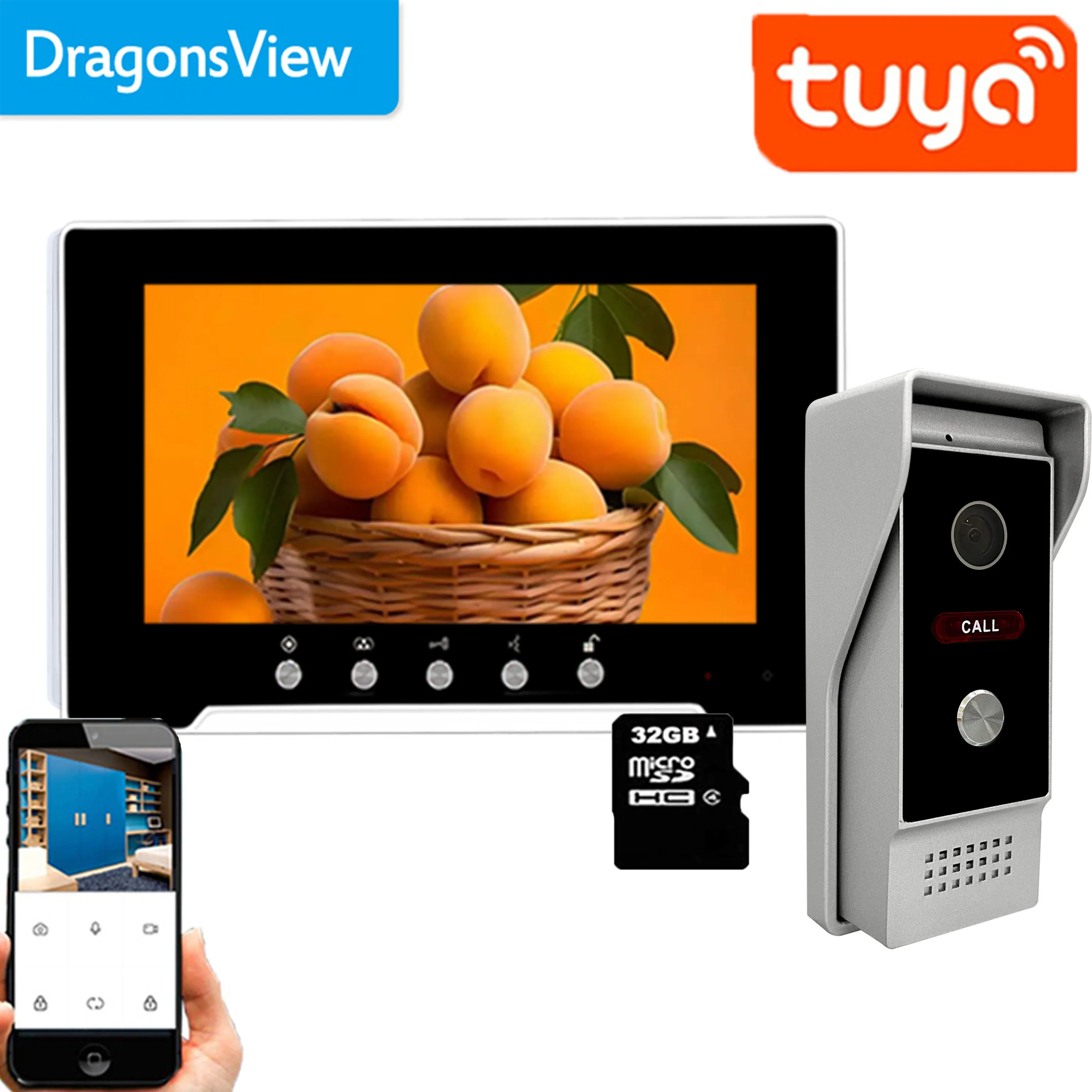 Dragonsview 7-дюймовый домашний видеодомофон Wi-Fi Беспроводной 1080p Дверной звонок с