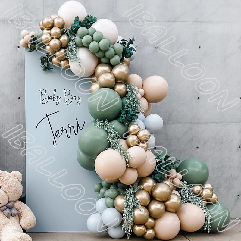 

143pcs Avocado Green Gold Latex Arch BalloonsGarland Wedding Anniversary Birthday Baby Shower Decoration Party Event Celebration