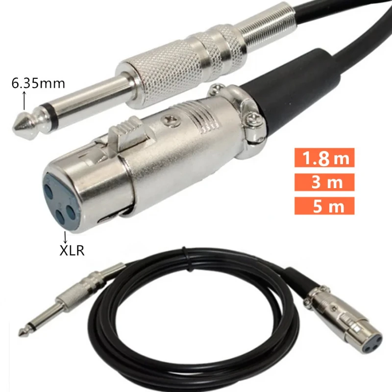 Кабель с внутренней резьбой XLR на 1/4 дюйма кабель тремя контактами и внешней 6 35 мм