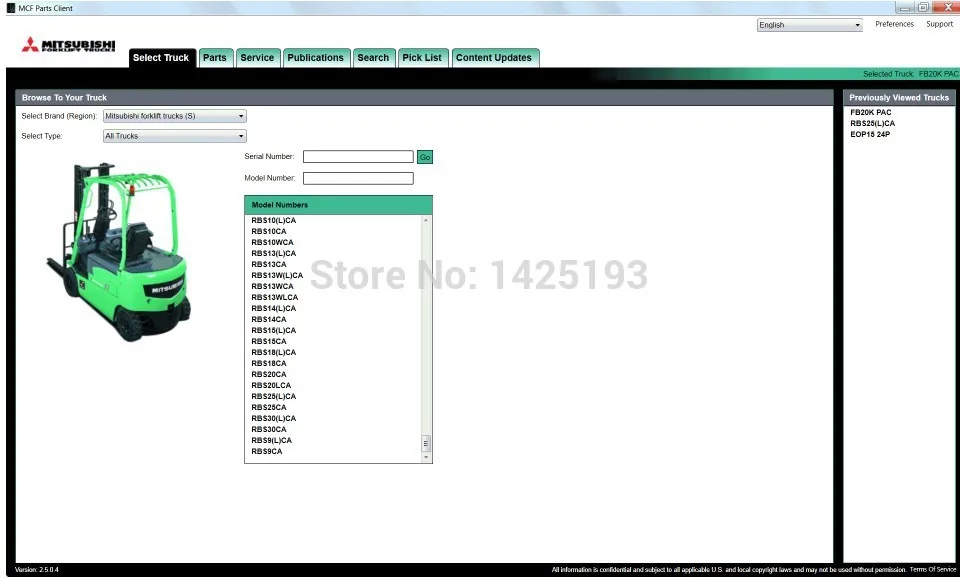 

ForkLift Trucks 2020 (MCFS) For Mitsubishi spare part catalogue