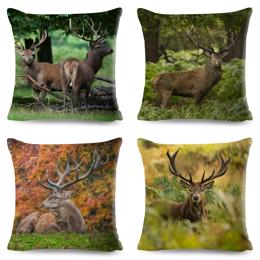 45x45 см милый чехол для подушки с оленем Сика декоративная наволочка дикой природы