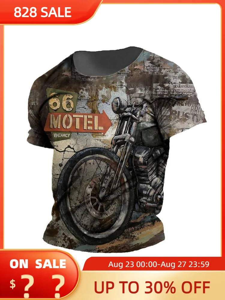 

2023 Summer Vintage Men's T Shirt 3d Retro Motorcycle Oversized Tshirts For Men Clothing Biker Racing T-shirts Motor Tees Tops