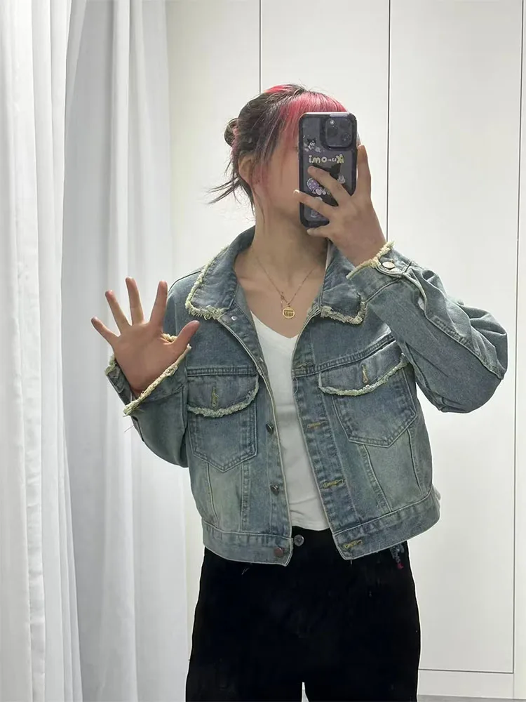 

Autumn and winter new women's clothing 2023 fashionable temperament casual sweet sexy short denim jacket coat versatile