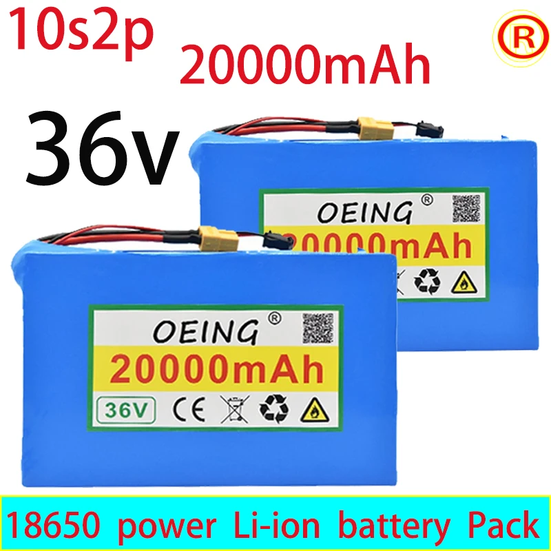 

NEW 10S2P 36V 20Ah 450Watt 18650 Lithium Ion Battery Pack for Scooter Skateboard Ebike Electric Bicycle 42V 37V 35E XT60 SM 2P