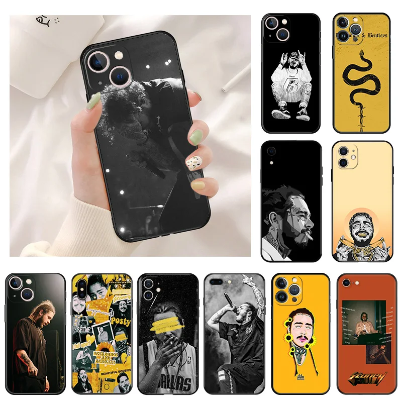 

Мягкие чехлы Malone Beerbongs для Apple iPhone 13 Pro Max 14 12 11 Mini SE 7 8 6 6s Plus XS X XR, черный матовый чехол