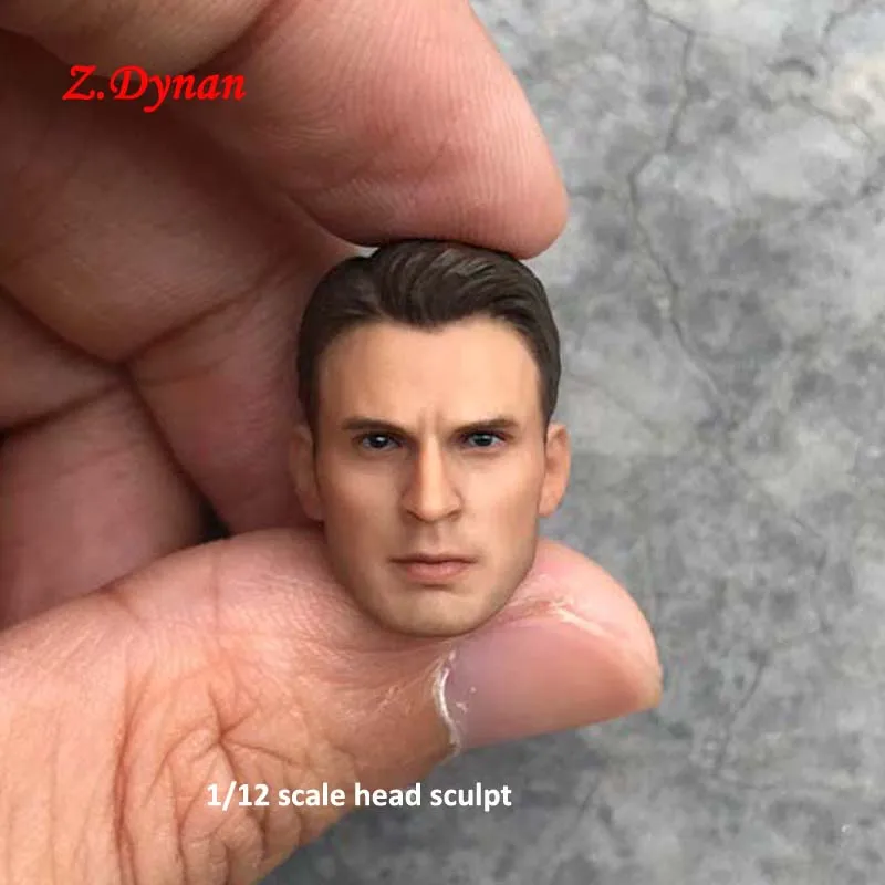 

In Stock 1/12 Scale Male Figure Accessory Steve Rogers Head Sculpt Carved Model for 6'' Figure Body