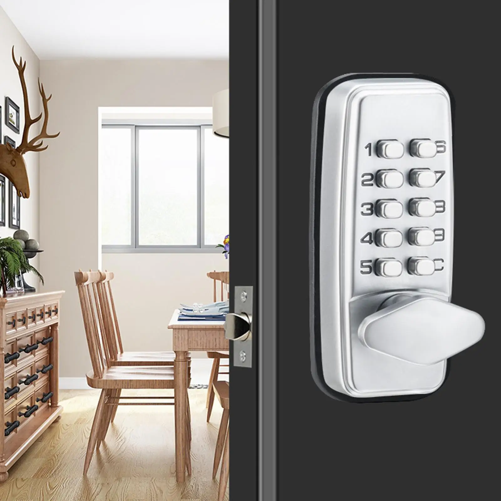 

Keyless Mechanical Door Lock Latch Door Lock Digital No Battery Needed Password Access Lock Garage Office Studio