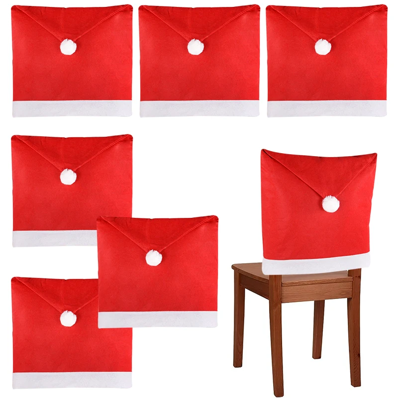 Чехлы на стулья с рождественской шапкой Санта Клауса чехол сиденье из нетканого