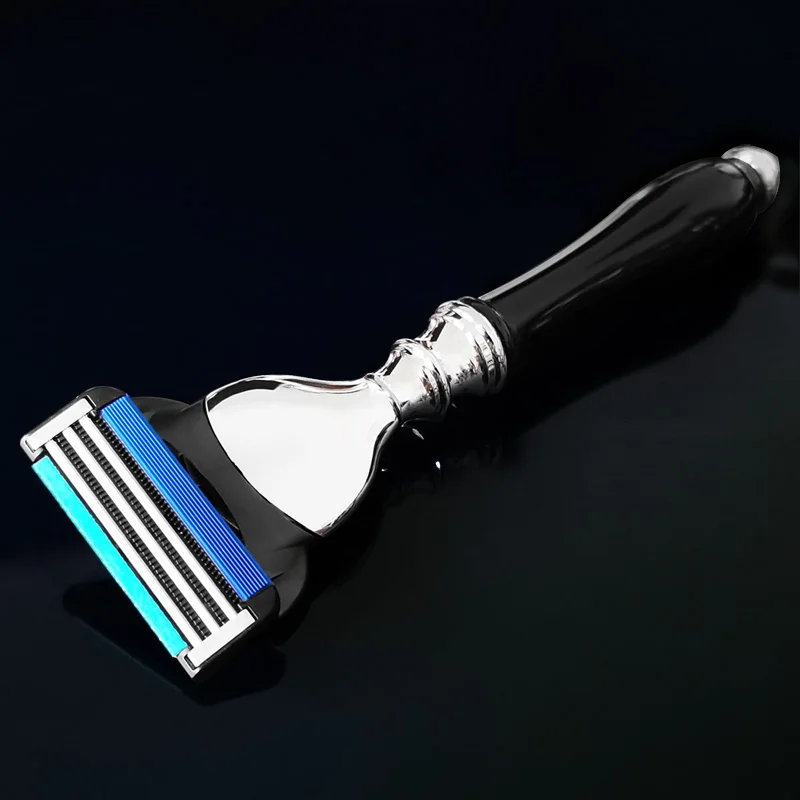 Ручная бритва с черной прочной ручкой для мужчин инструмент бритья в подарок