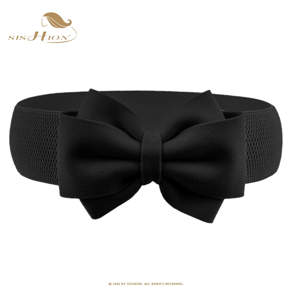 SISHION Elastic Waist Belts for Women ceinture femme VD3045 Black Red Bow Corset Women Belt for dress