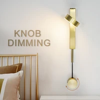 led wall lamp ac90 260v 7w bedroom bedside lamp gold wall decorat living sconce with switch knob dimming wall lights for home