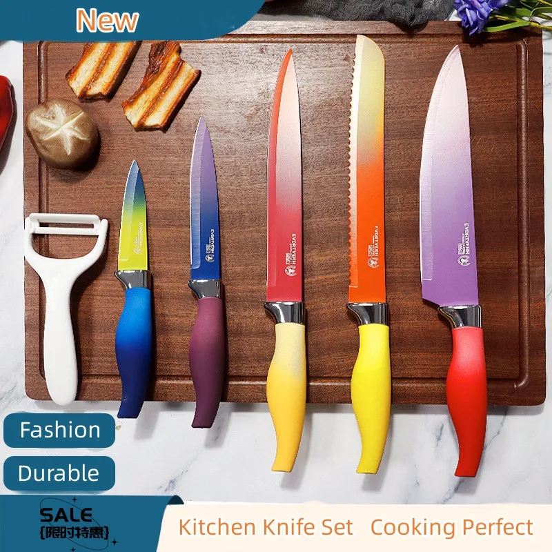 

Fashionable Gradient Color Six-Piece Kitchen Set with Belly Handle
