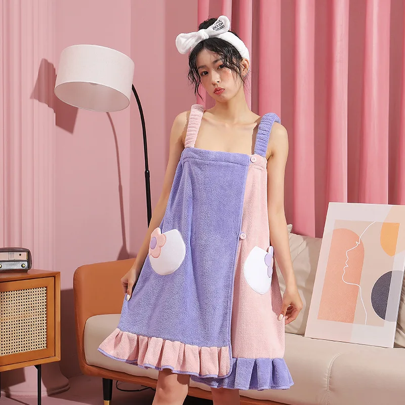 

Банное полотенце, Модные женские милые носимые быстросохнущие Волшебные банные халаты для пляжа, спа, одежда для мытья, пляжные платья, носи...