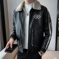 autumn winter british high quality leather jacket for men flapper lapel zipper thickened waterproof stylish handsome men jacket