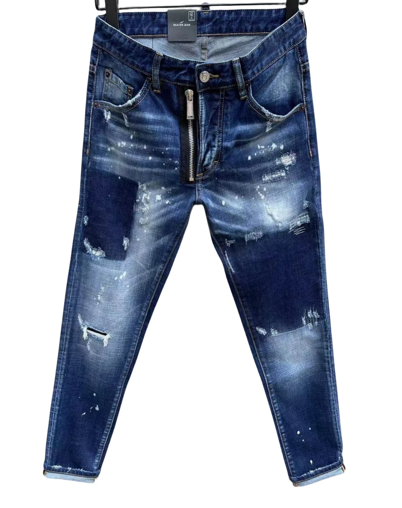 

2023 новые модные брендовые мужские джинсы с дырками и рисунком в стиле ретро мотоциклетные джинсы C003
