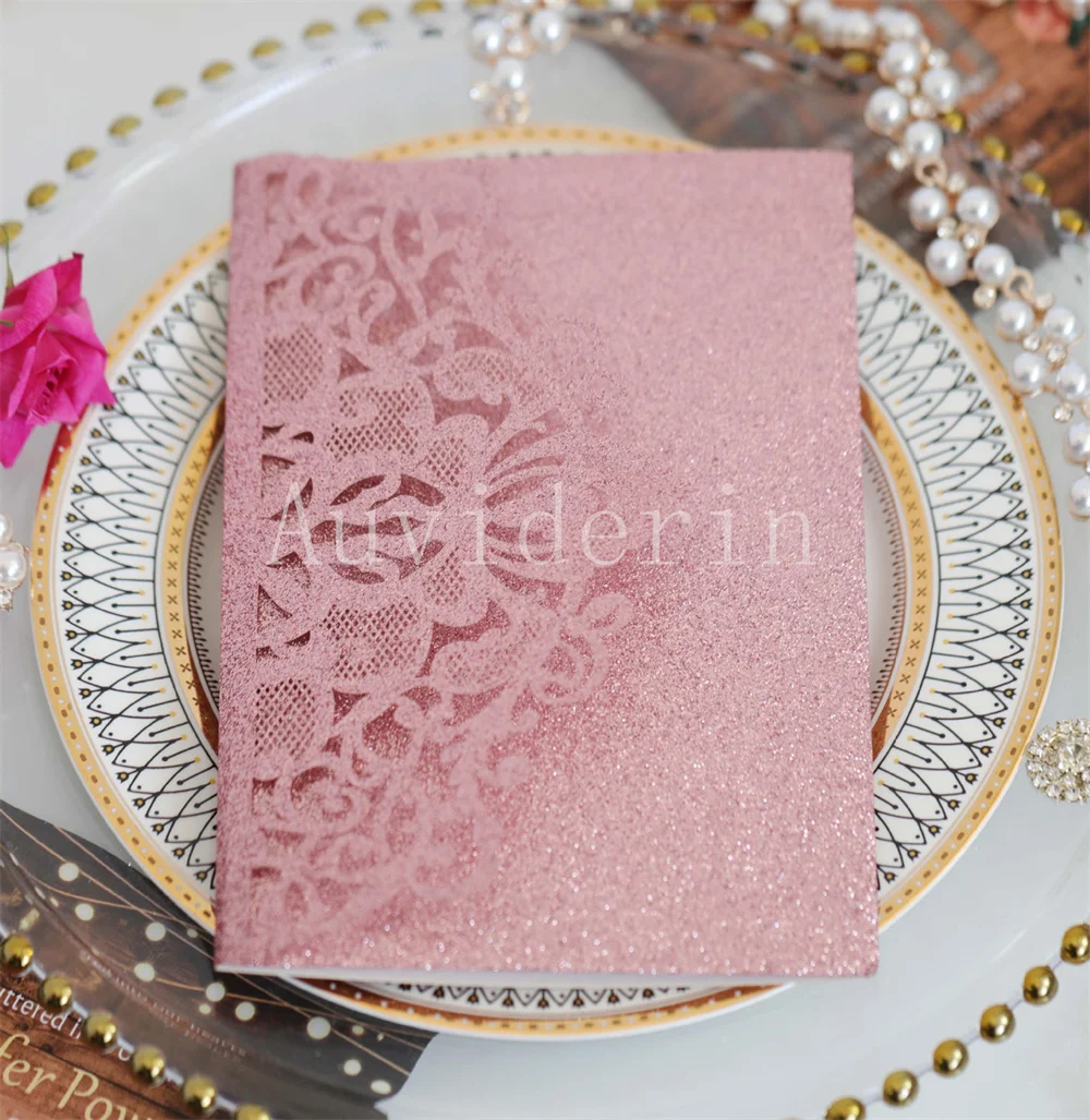 50 шт./партия блестящие карманы для свадебных приглашений