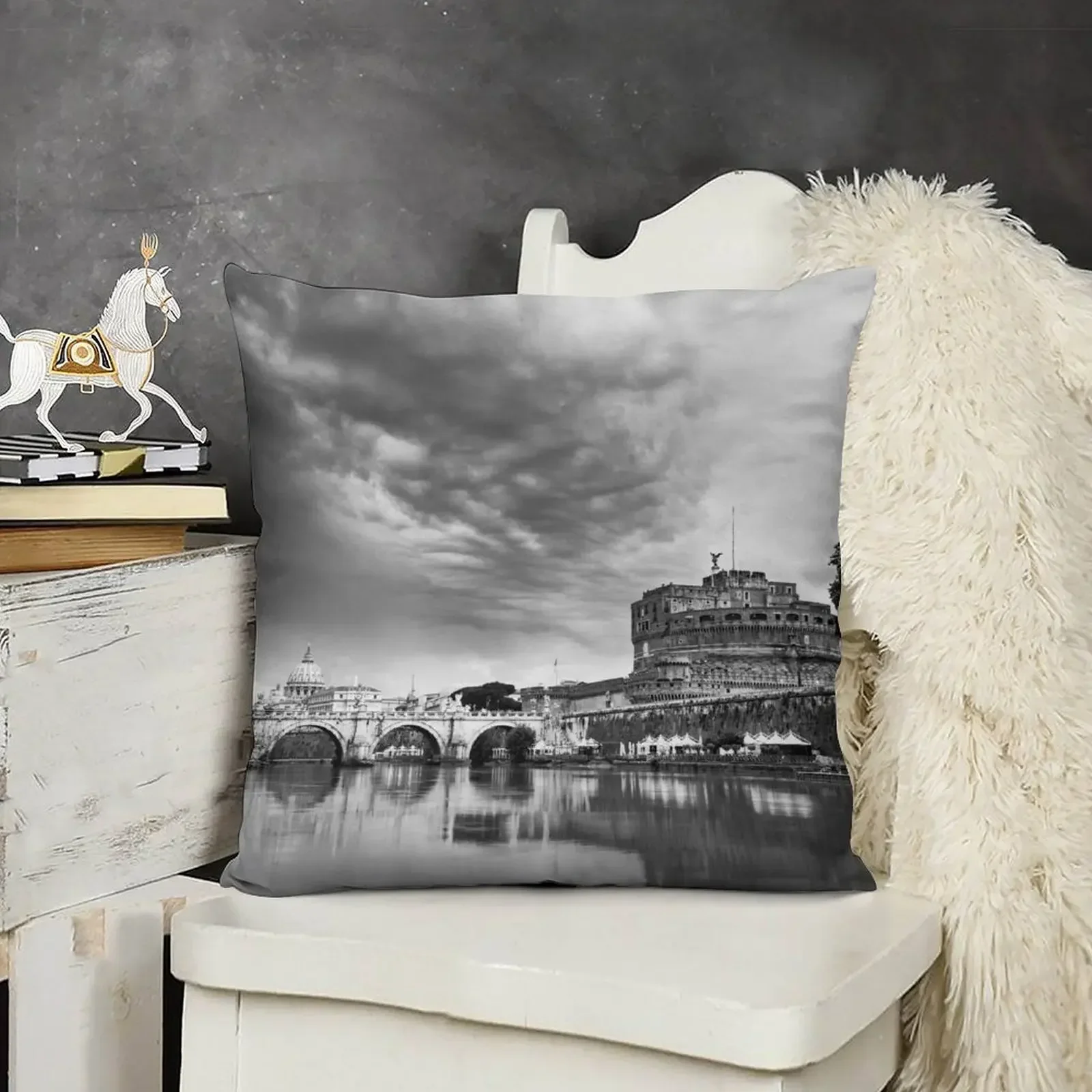 Castel Santɺngelo в моно Риме Италия Декоративная подушка Рождественская наволочка