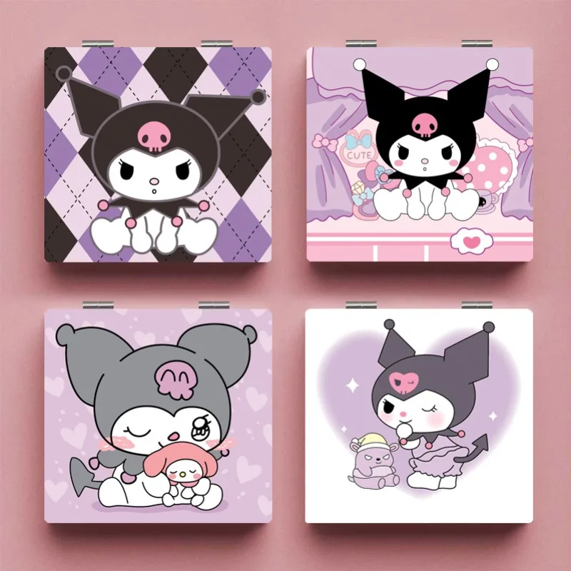 Sanrio Kuromi двусторонние складные зеркала Kawaii мультфильм портативные для макияжа