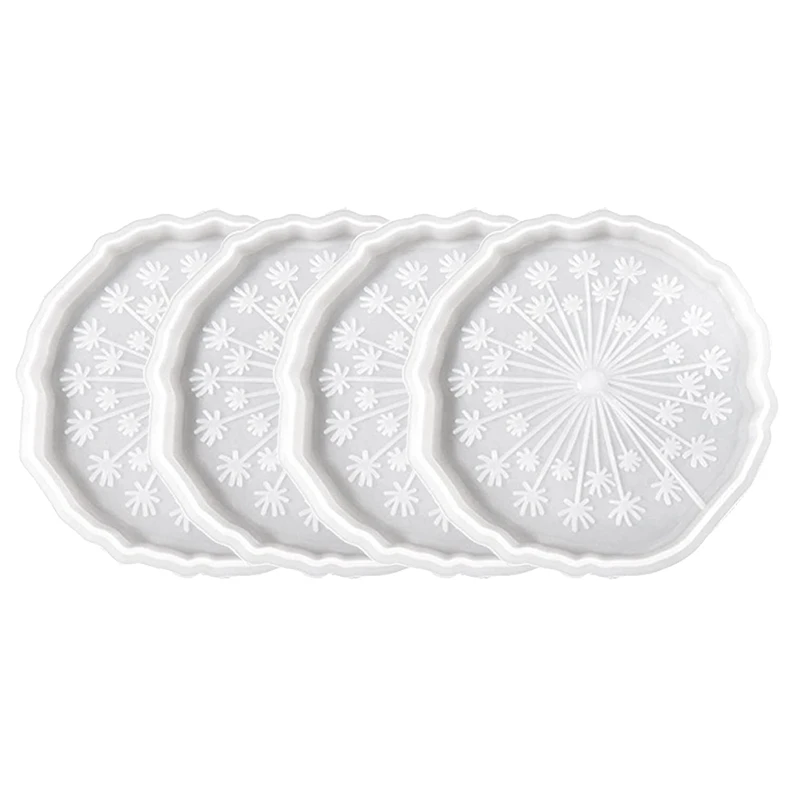 

4PCS Dandelion Resin Coaster Molds,For Resin Casting,Silicone Molds For DIY Epoxy Resin Coaster,Home Decoration