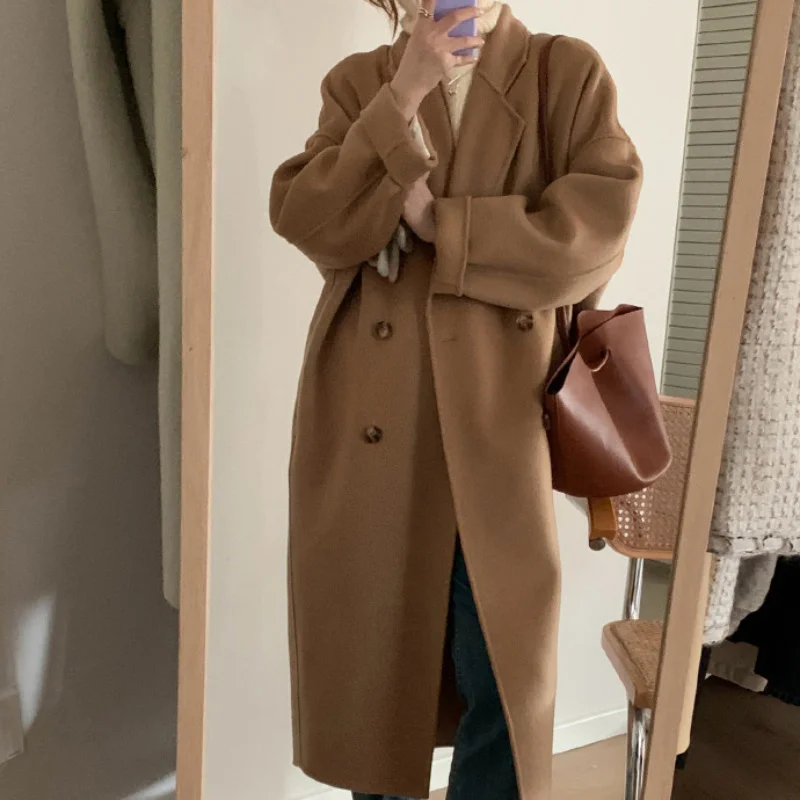 

Double-sided Double-breasted Wool Cashmere Coats Coat Women Mid-length Ladies Trench Coat Jackets Fashion Female Woolen Coat Lq