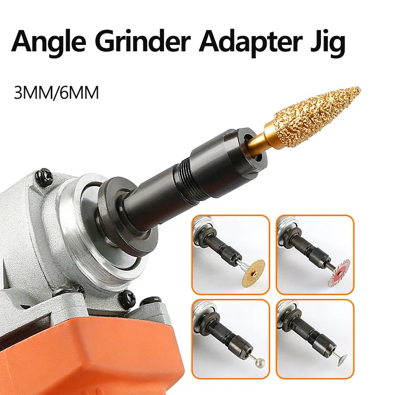 

3/6mm Angle Grinder Modified Adapter To Straight Grinder Adapter Chuck for 100-type Angle Grinder M10 Thread Grinding Polishing