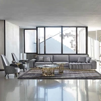 italian minimalist leather sofa combination living room large family designer high end hong kong style light luxury corner light