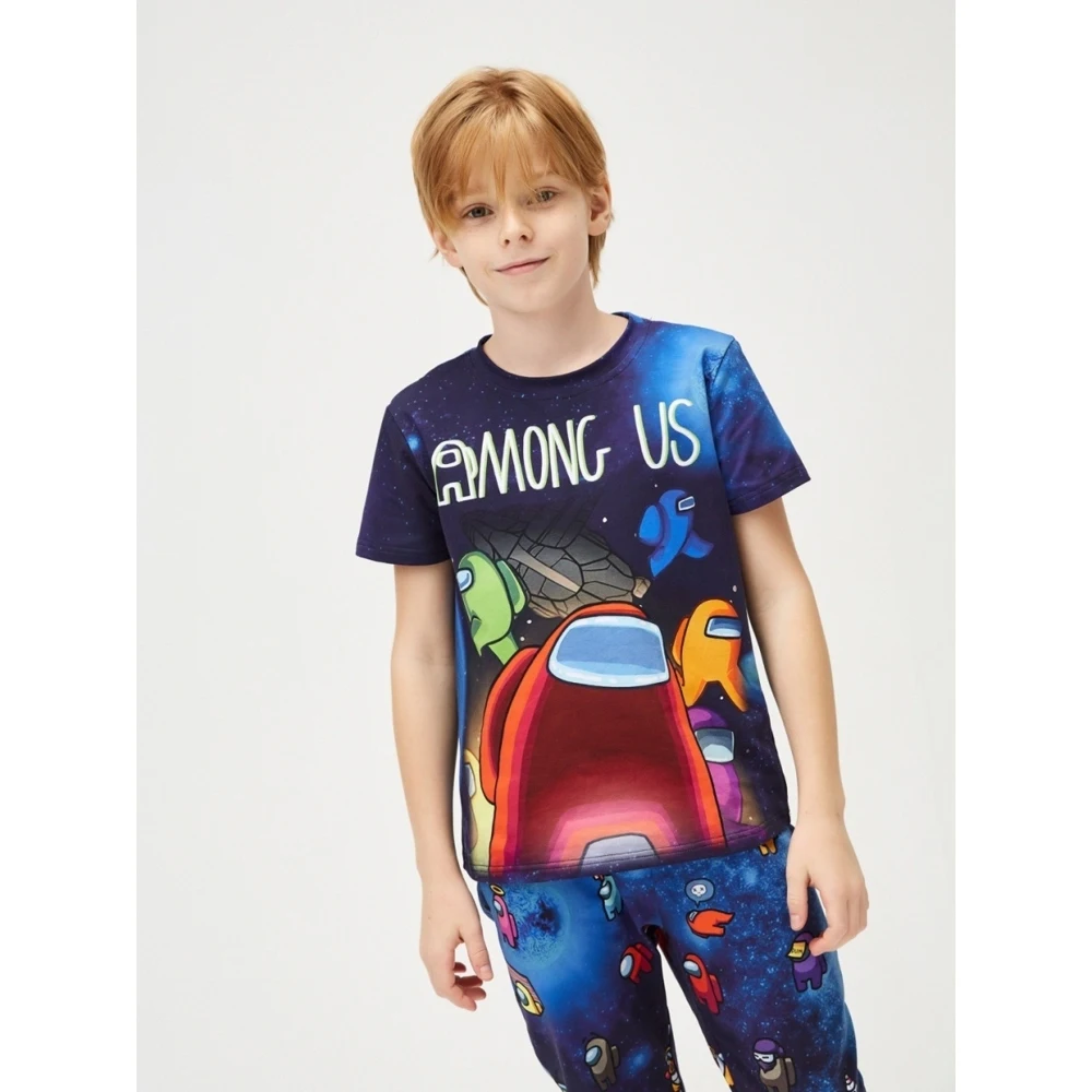 Пижамный комплект для мальчика и девочки FortyFour KPJ002c синий 100% хлопок