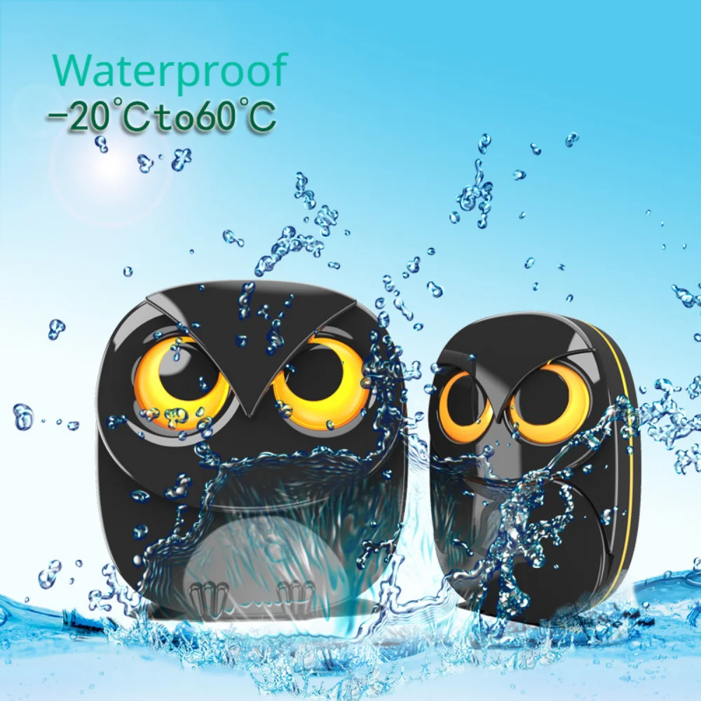 Outdoor Waterproof Wireless Luminous Doorbell Button Owl Long-distance Intelligent Emergency Calling Machine Doorbell Chime enlarge