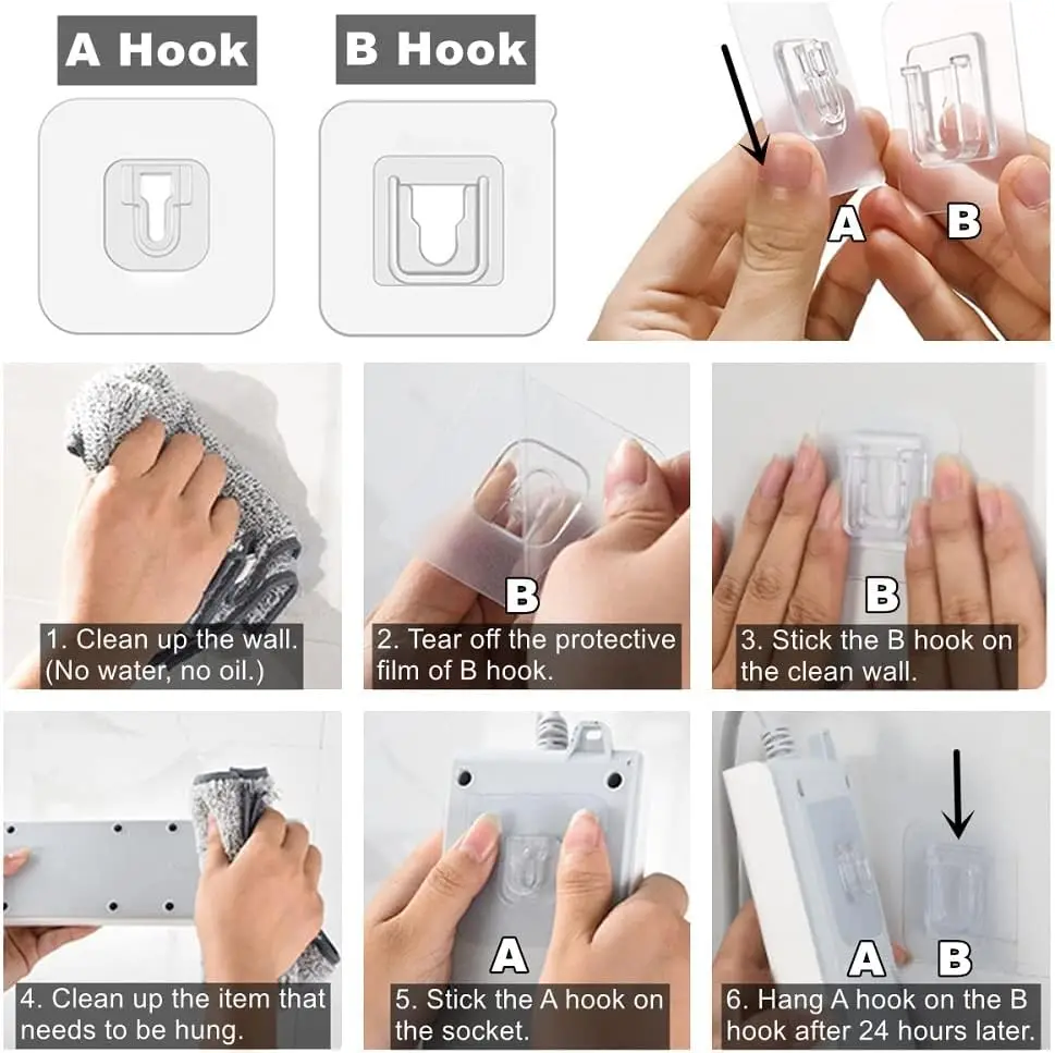 1/15 пар водонепроницаемые двусторонние прозрачные клейкие крючки