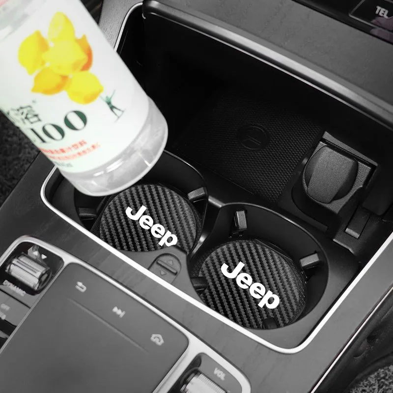 2 шт. автомобильные коврики для подстаканника из углеродной кожи