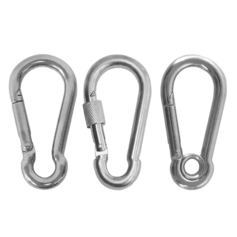 

304 Stainless Steel 50Pcs M6 Carabiner Quick Link Lock Ring Hook Snap Shackle Chain Fastener Hook