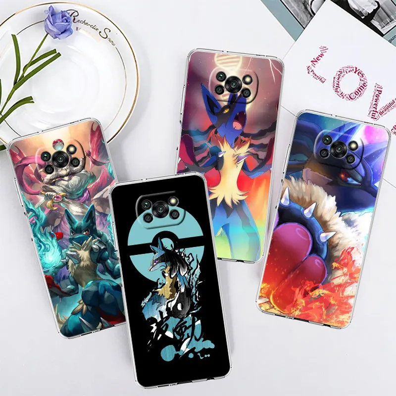 

Soft Phone Case For Xiaomi POCO X3 F3 M3 NFC Pro f1 for Mi 12 11T 11X Pro 11 Lite 5G NE 9T Funda Cover Pokemon Super Lucario
