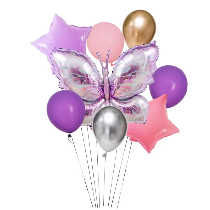 9 шт. цветы розовая бабочка