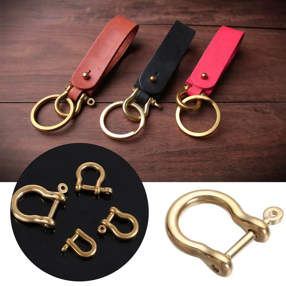 

4 Sizes Brass Screw Joint Connector Shackle Fob Solid Brass Carabiner Key Ring D Bow Staples Keychain Hook