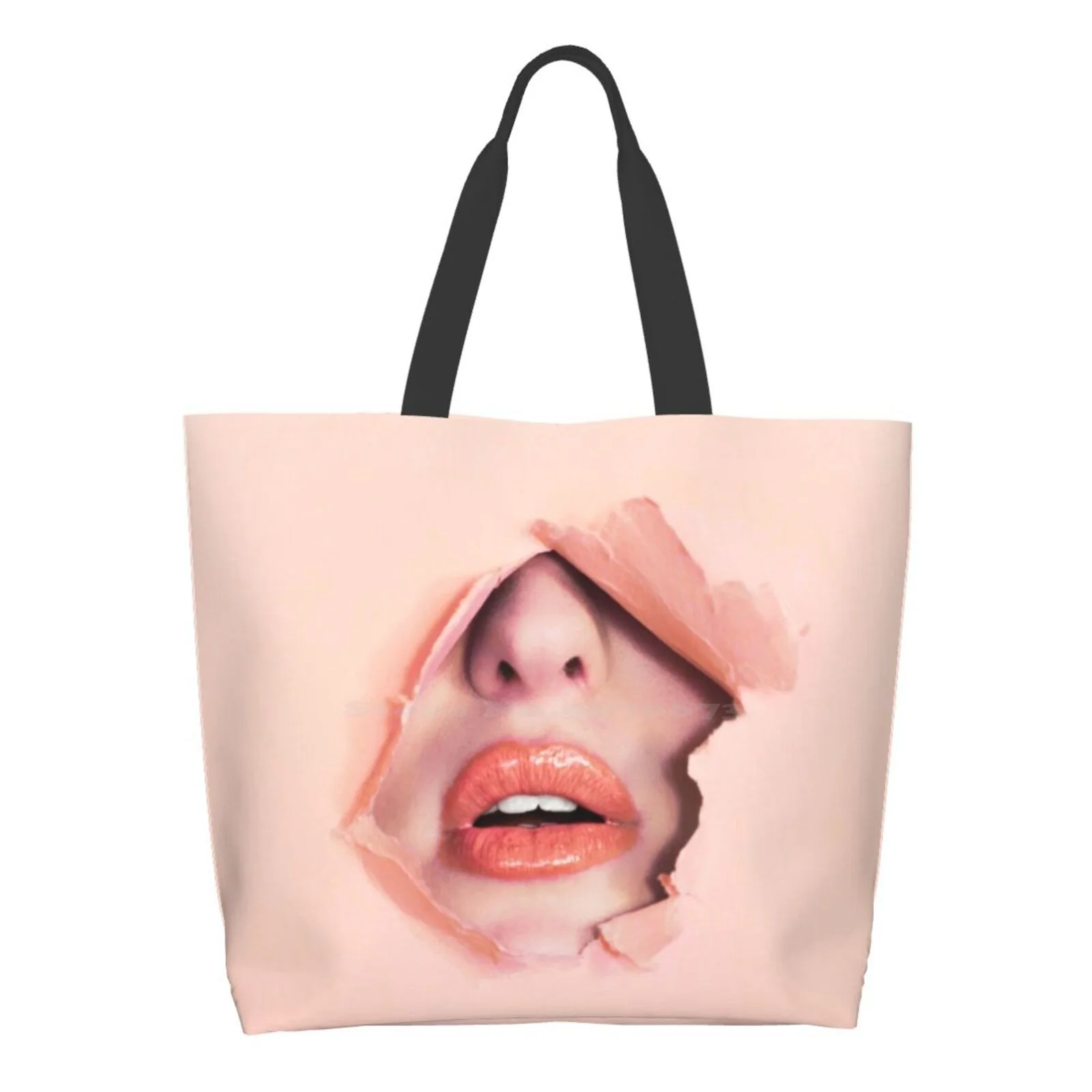 

Orange Lips Girls Handbags Shoulder Bags Large Size Orange Lips Mouth Salmon Gloss Ice Cream Creamy