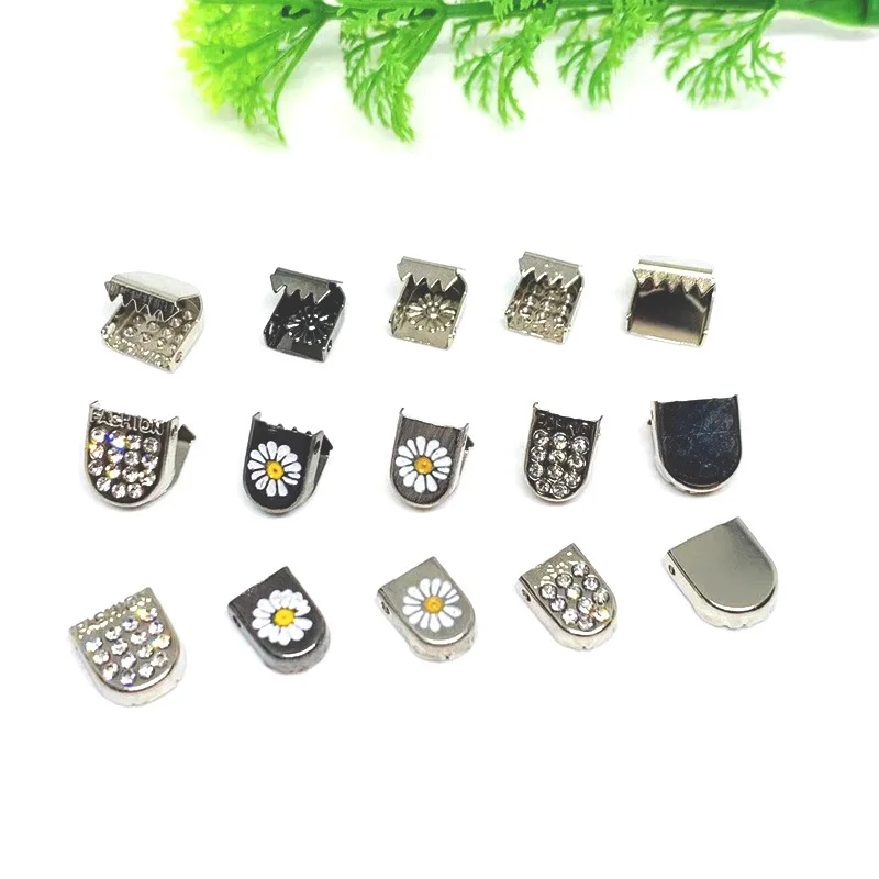 

20 Pieces of Lazy Shoelace Tail Press Buckle Small Zou Ju Drop Oil Inlaid Drill Shoe Accessories Shoelace Buckle Copper Material