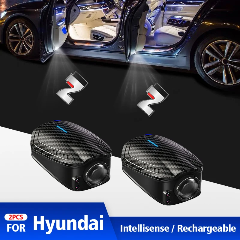 

2 шт. USB перезаряжаемые N-логотипы для дверей автомобиля HD светодиодные лампы для проектора приветствующие огни для Hyundai Sonata Tucson Elantra I10 i30