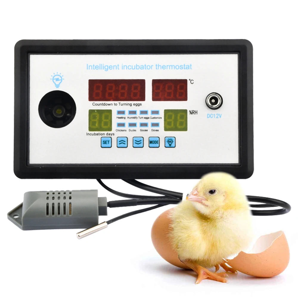 W9005 Egg Controller Incubator, Multifunction Automatic Temperature Humidity Control AC110-220V / DC 12V Thermostat Incubation