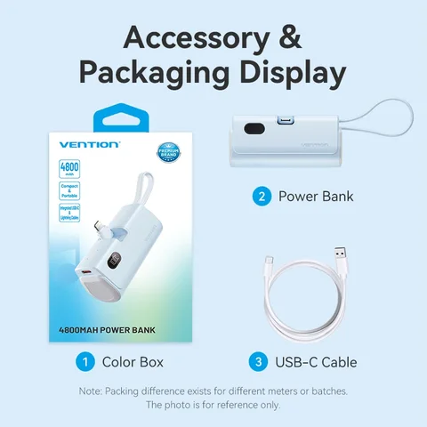 Vention Power Bank 4800 мАч PD 22,5 Вт Быстрая зарядка Мини-портативный PowerBank для iPhone 15 14 13Pro Max Xiaomi Huawei Зарядное устройство для телефона