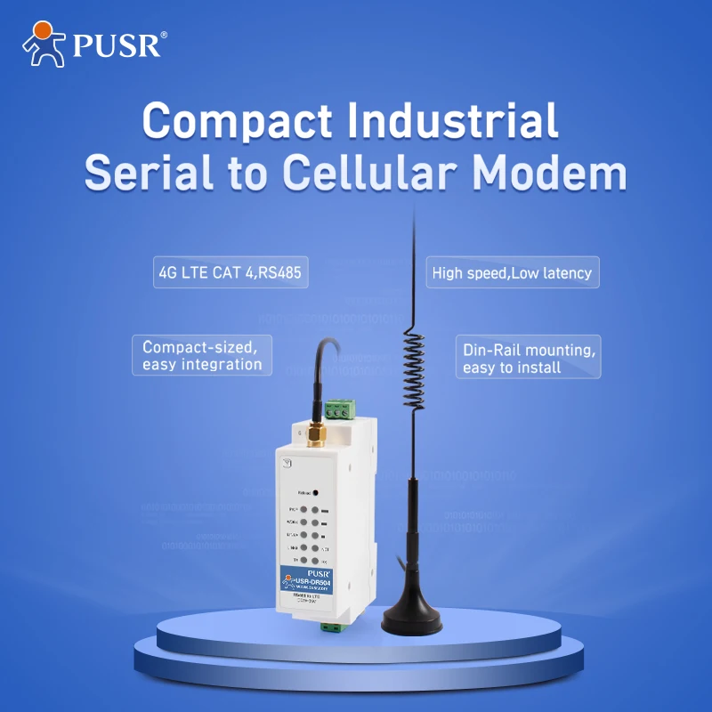 USR-DR504-EUX Din-Rail GSM GPRS 4G LTE Modbus Modem RS485 to 4G Modem Europe/Middle East/Africa/Korea /Thailand/India